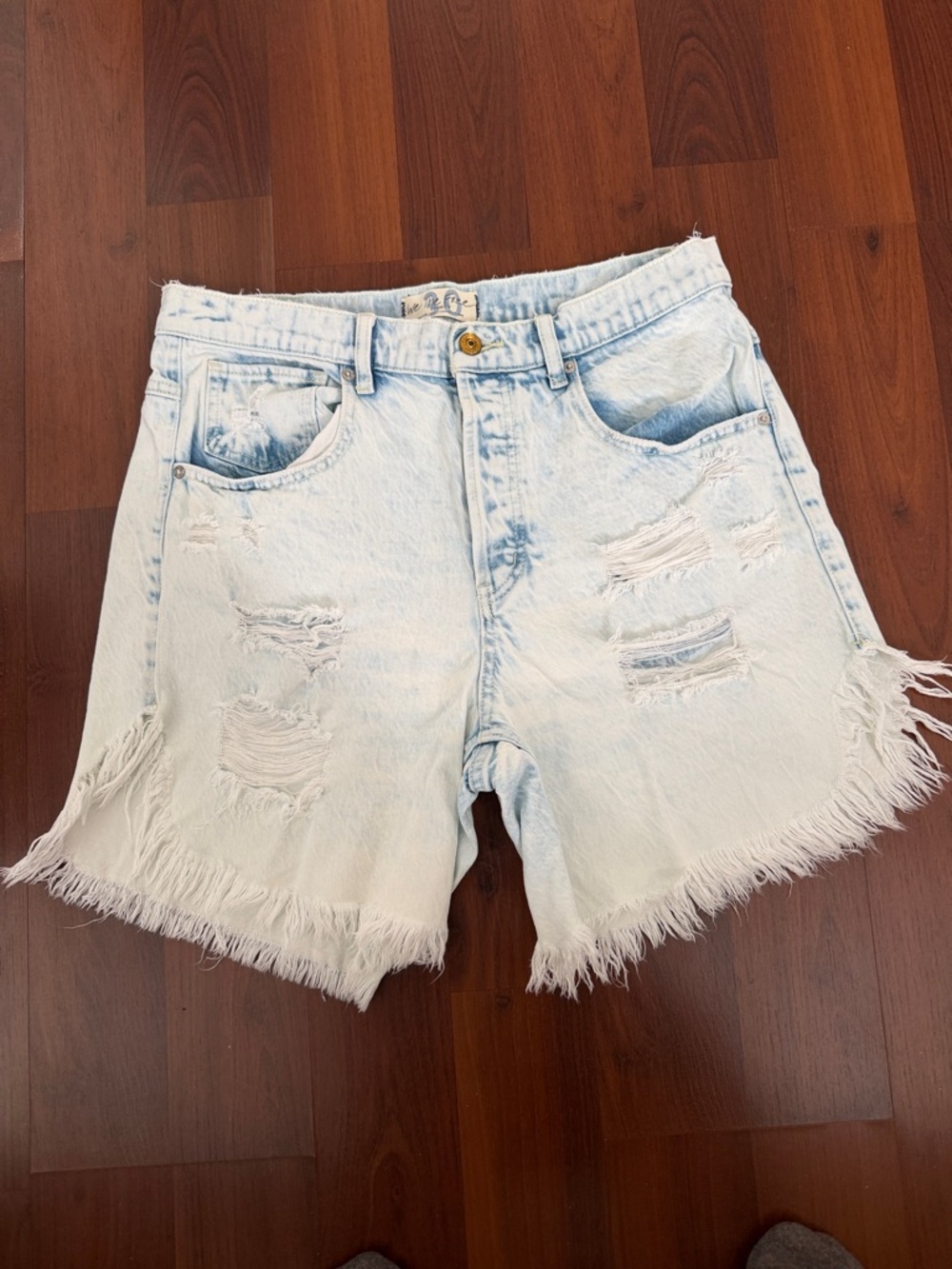 We The Free Light Blue Distressed Denim Shorts